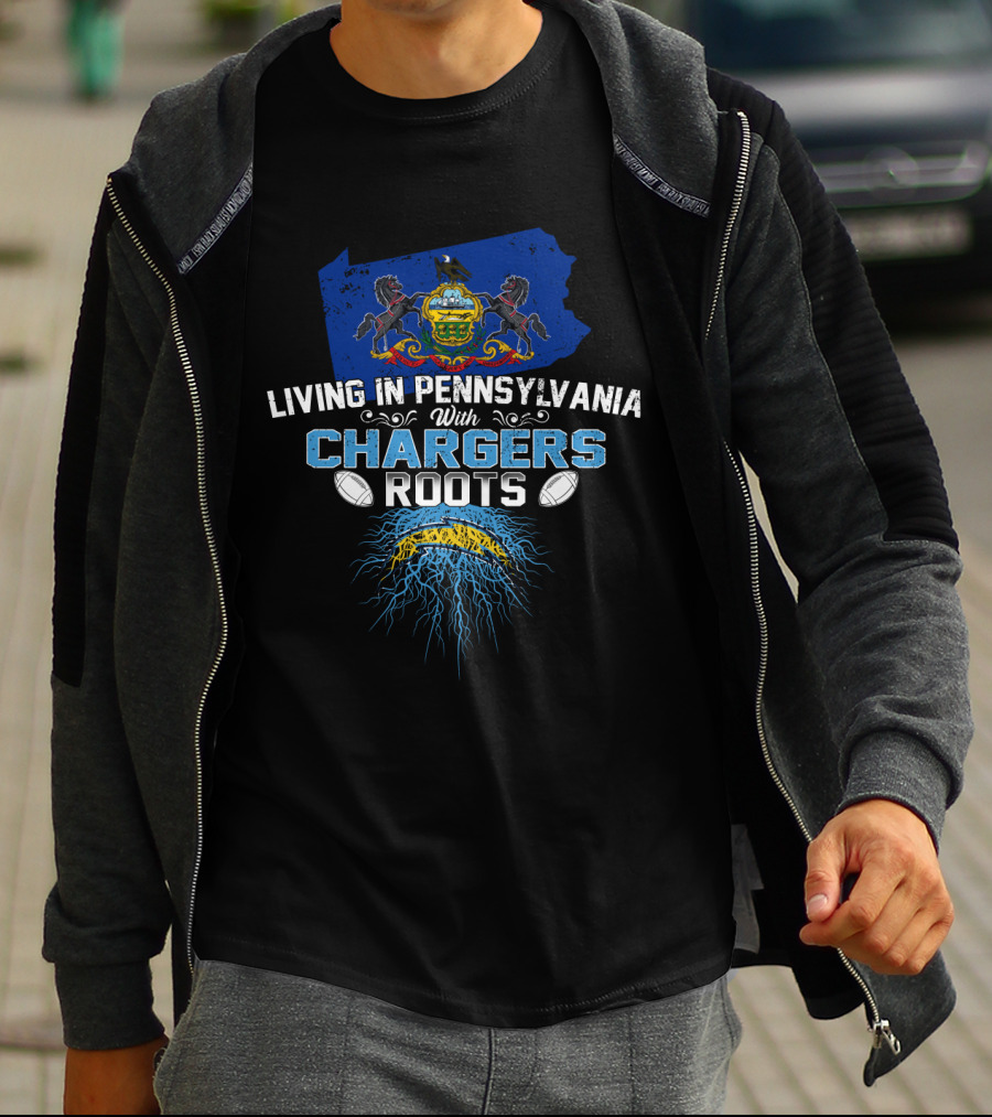 Living In Pennsylvania Embracing Chargers Roots With State Pride T-Shirt