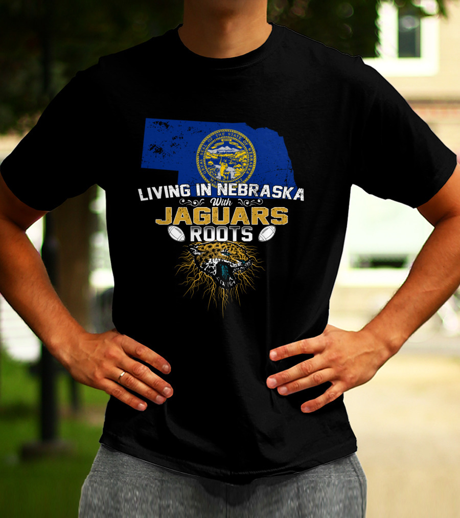 Living In Nebraska With Jaguars Roots Nebraska State Seal Football Jaguar T-Shirt