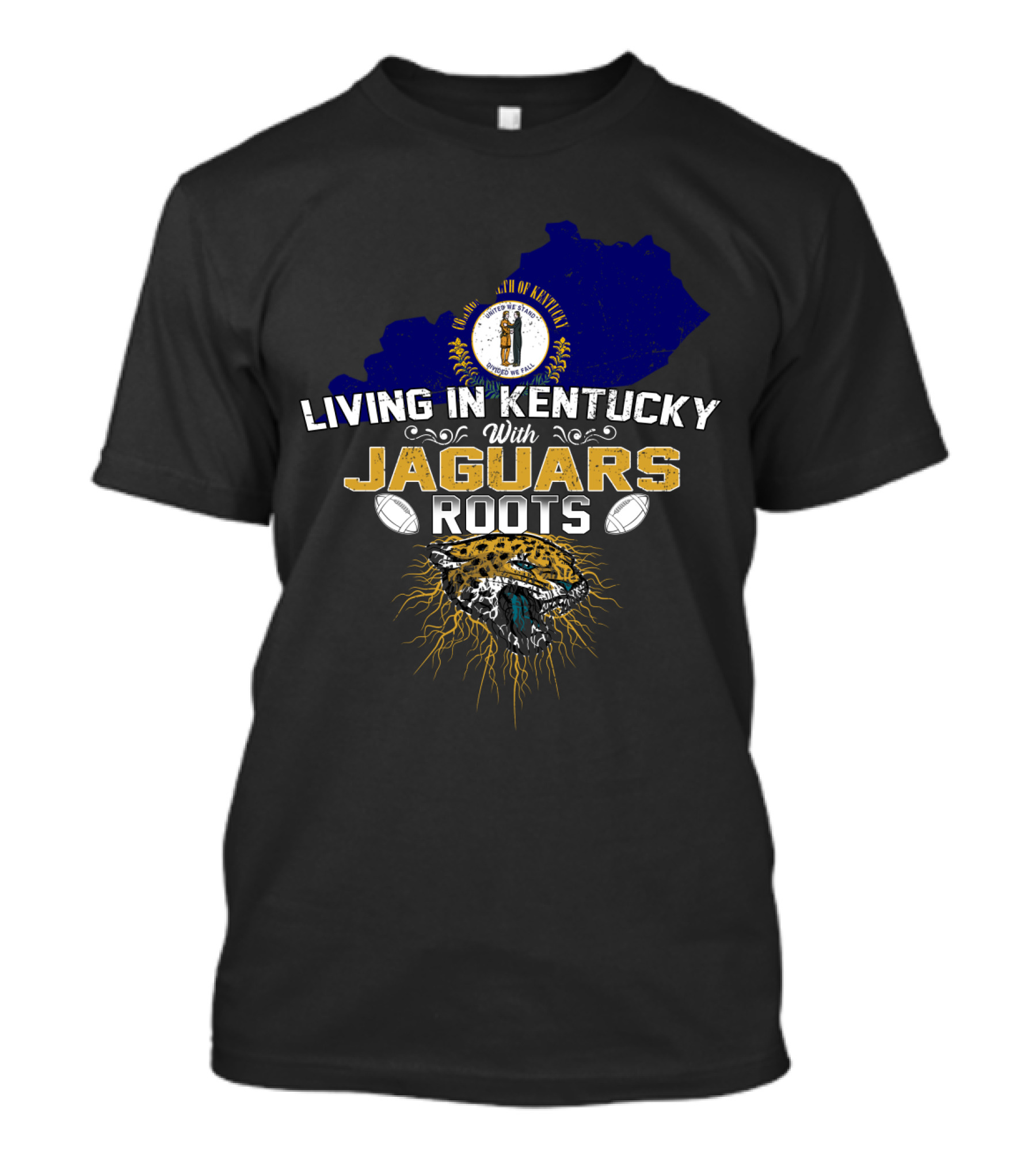 Living In Kentucky With Jaguars Roots Jaguar Head Football Elements T-Shirt