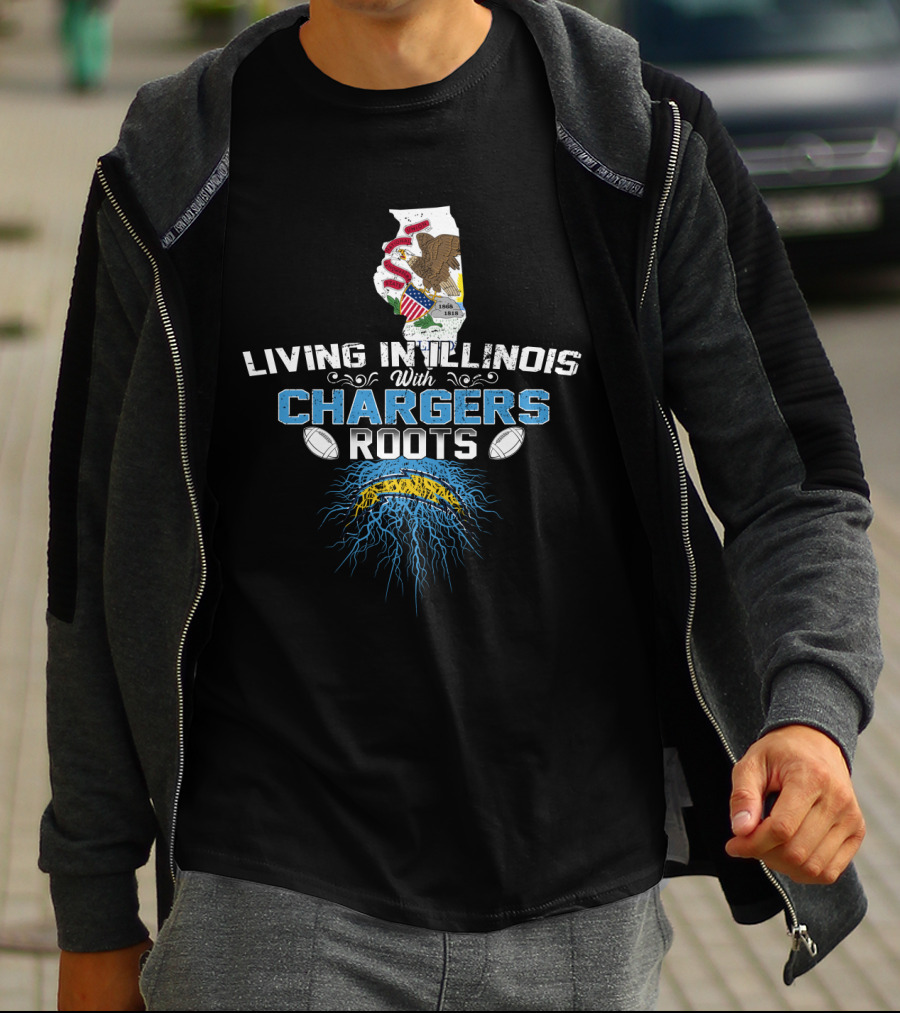 Living In Illinois With Chargers Roots Football Heritage T-Shirt