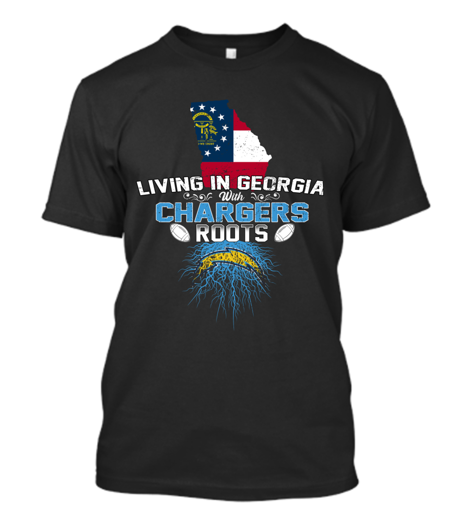 Living In Georgia With Chargers Roots Football Heritage Fusion T-Shirt