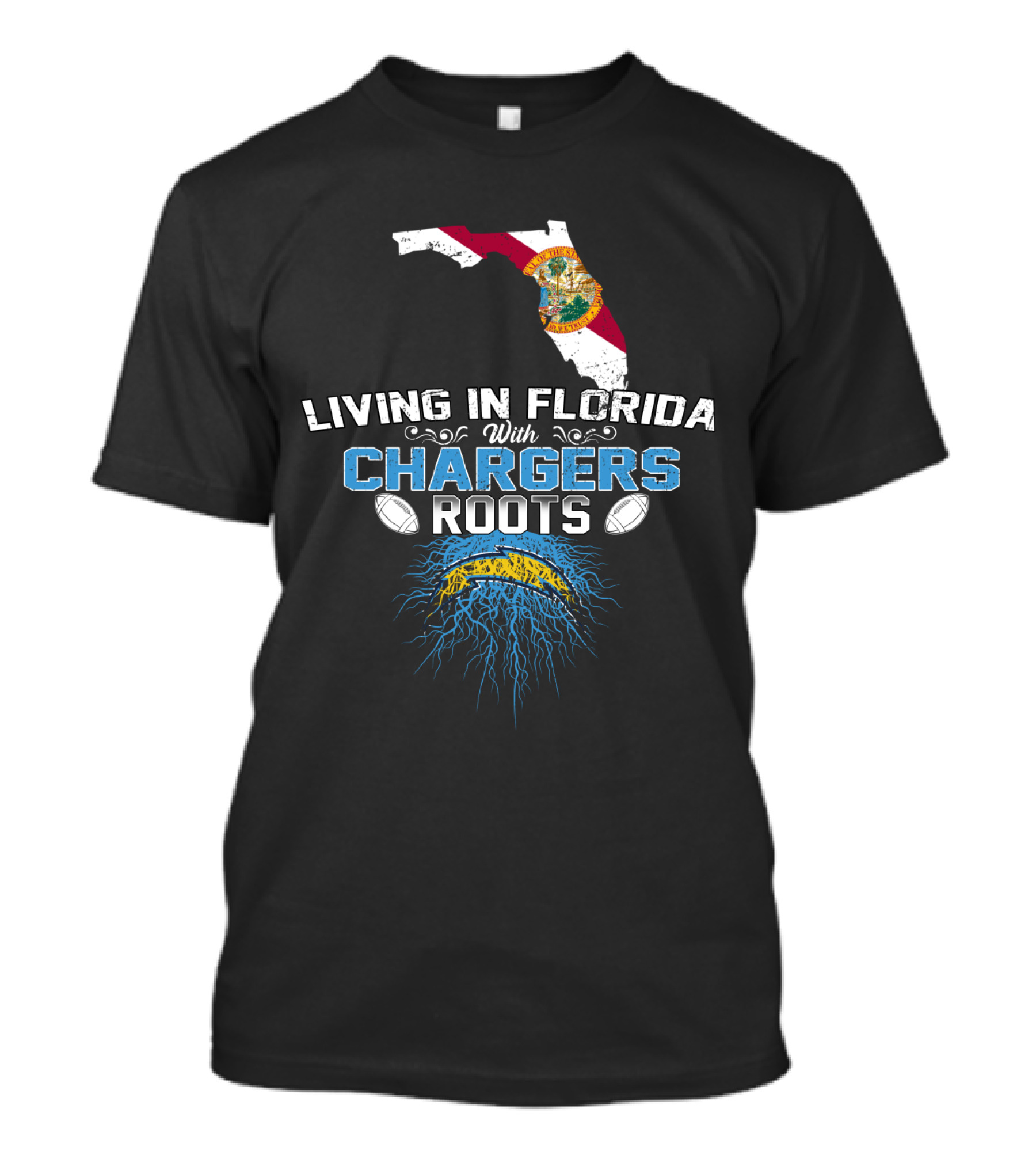 Florida Lifestyle With Chargers Heritage And State Flag T-Shirt