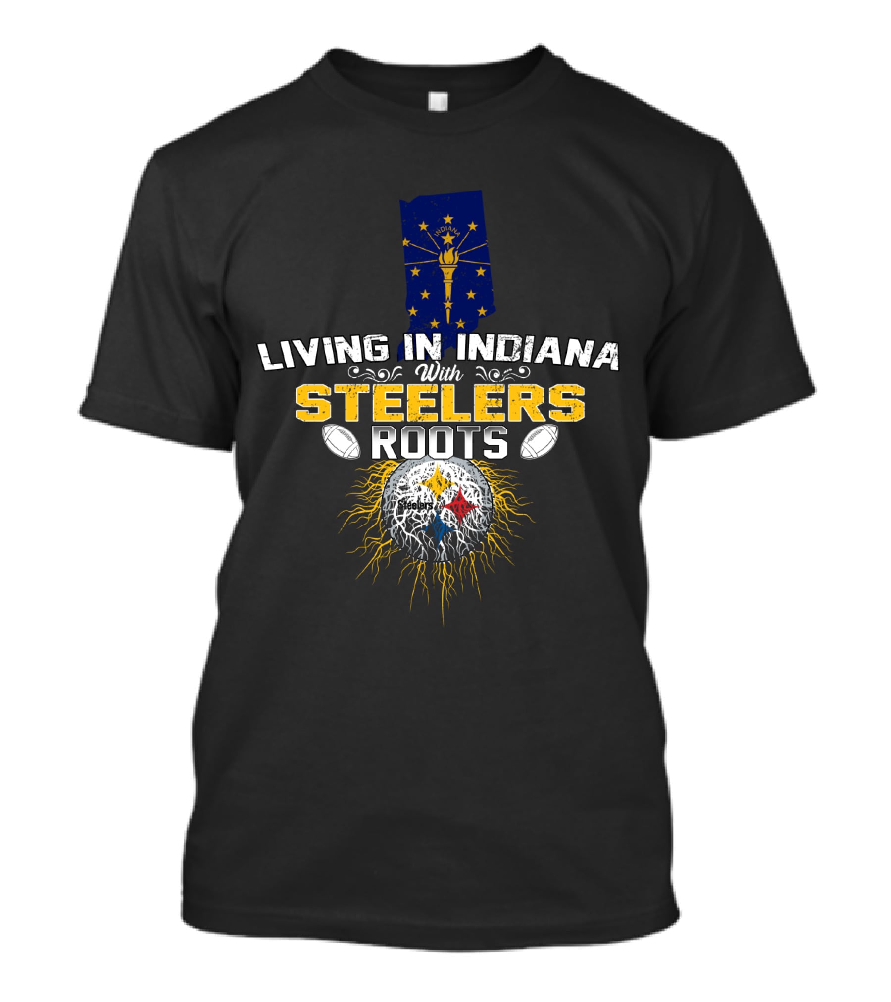 Living In Indiana With Steelers Roots T-Shirt