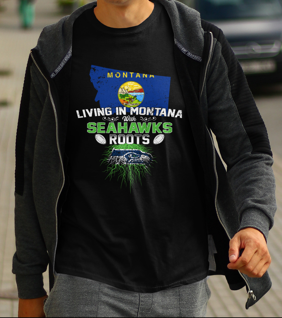 Montana State Pride Merged With Seahawks Roots And Football Heritage T-Shirt