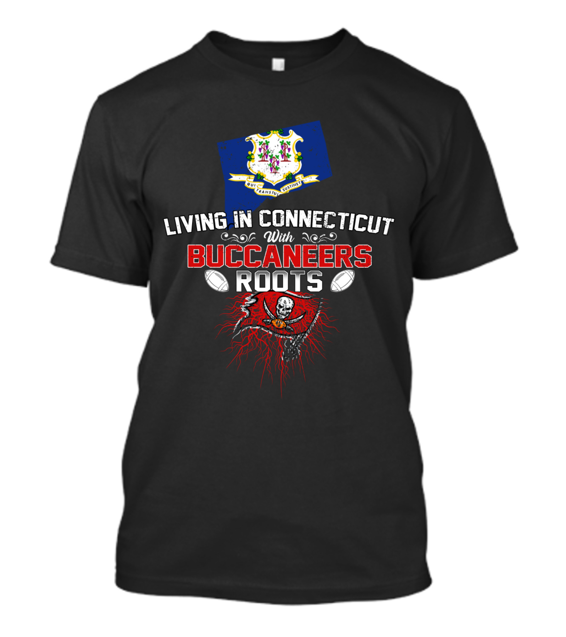 Living In Connecticut Embracing Buccaneers Heritage With Football Passion T-Shirt
