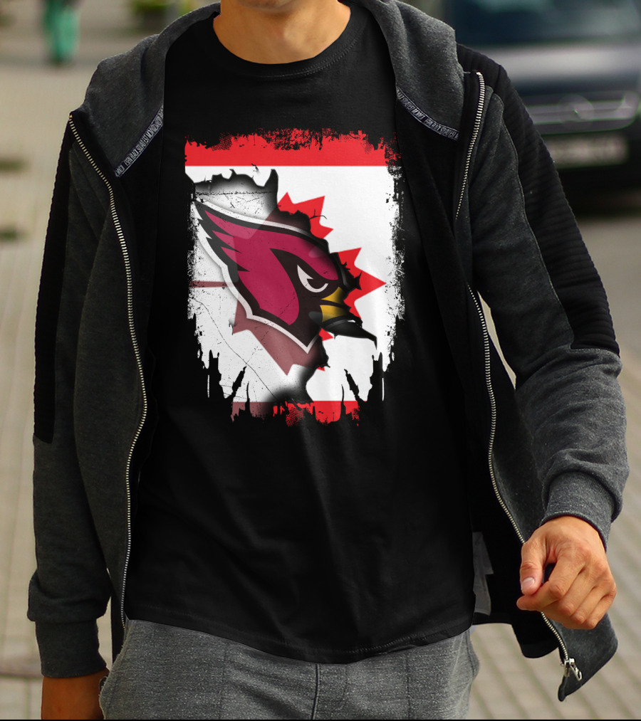 Canada Flag Background With Arizona Cardinals T-Shirt
