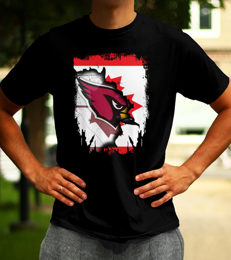 Canada Flag Background With Arizona Cardinals T-Shirt