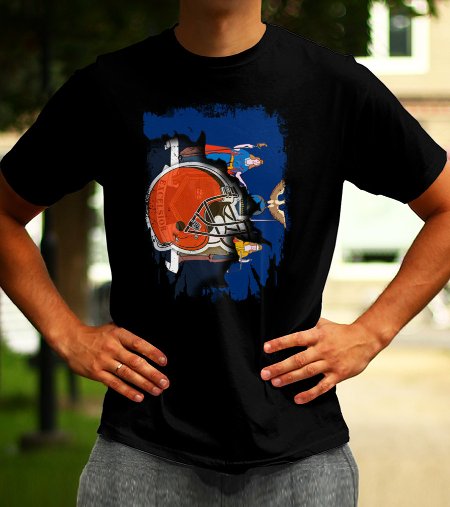 Together New York Excelsior Browns Football Helmet Flag T-Shirt