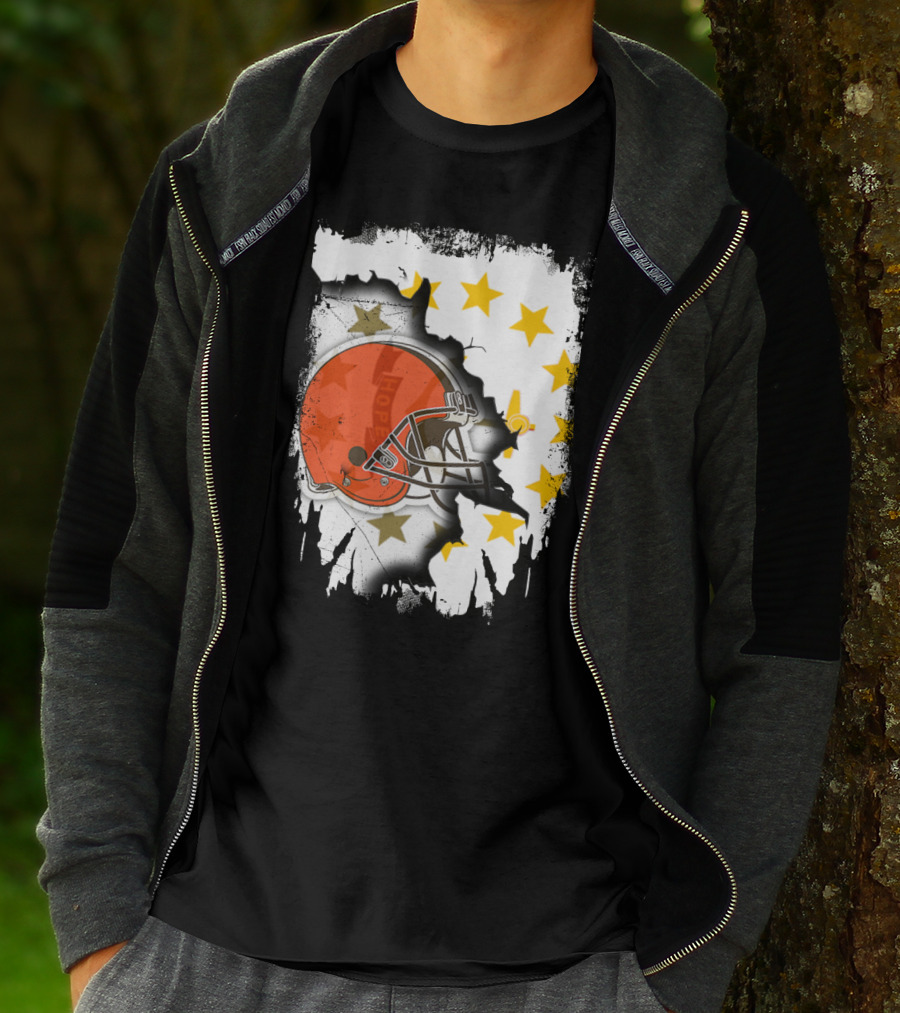 Together Rhode Island Browns Helmet With Stars And Grunge Elements T-Shirt