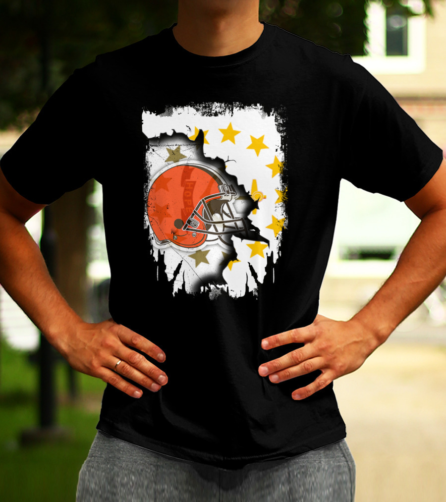 Together Rhode Island Browns Helmet With Stars And Grunge Elements T-Shirt