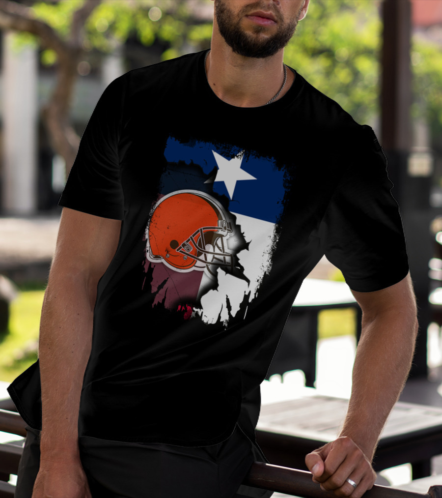 Together Texas Browns Helmet Star Flag T-Shirt
