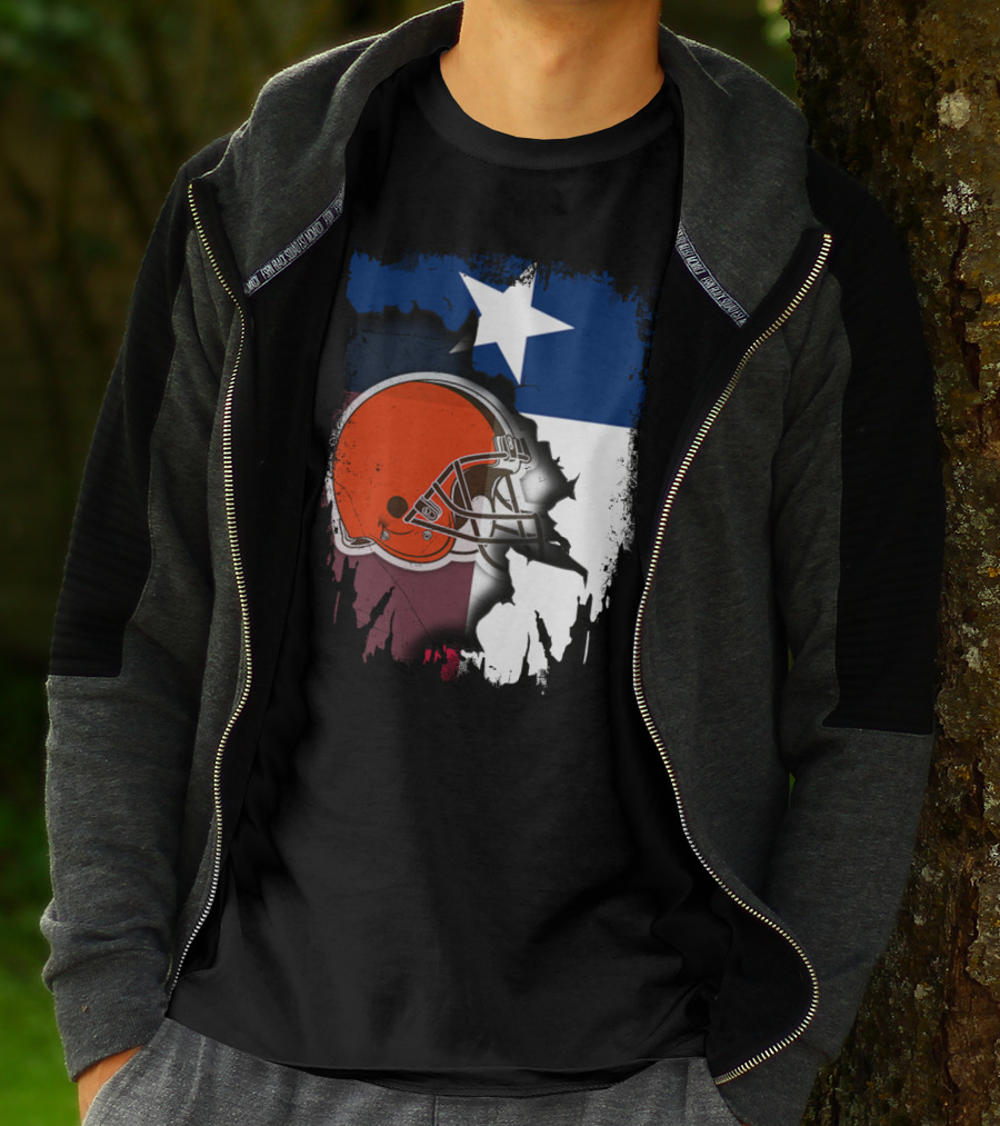 Together Texas Browns Helmet Star Flag T-Shirt