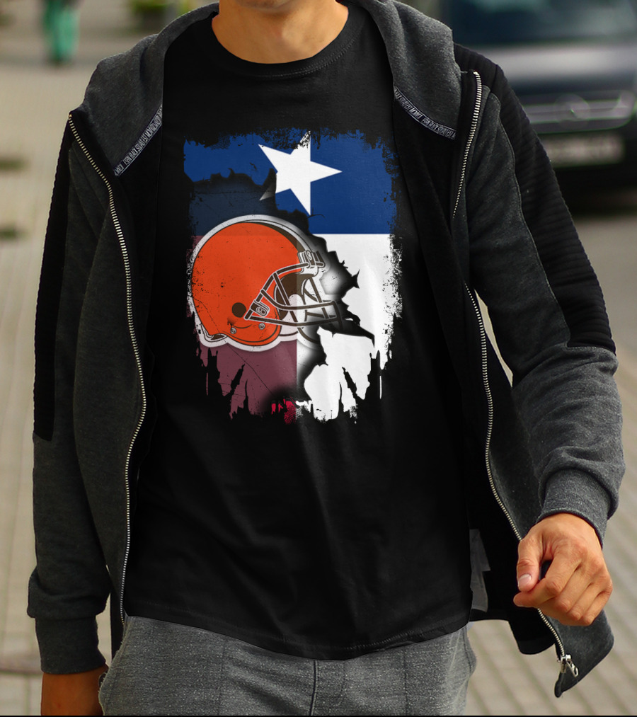 Together Texas Browns Helmet Star Flag T-Shirt