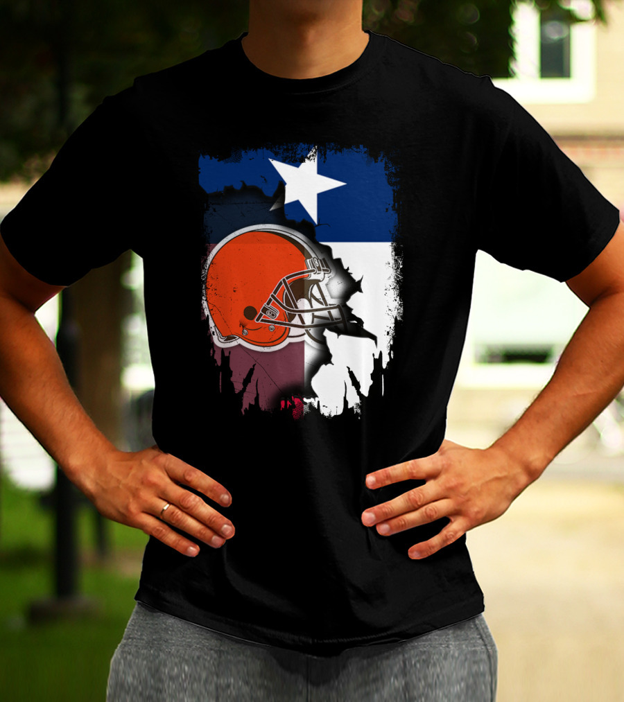 Together Texas Browns Helmet Star Flag T-Shirt
