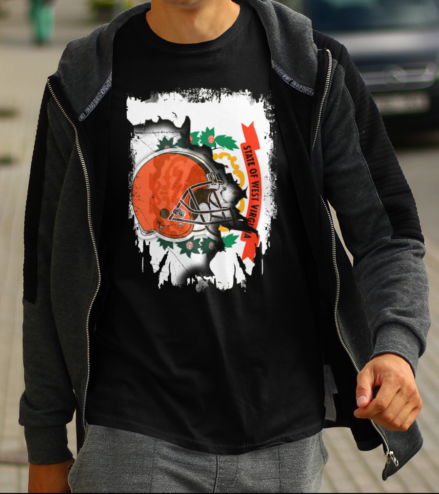 State Of West Virginia Cleveland Browns Helmet T-Shirt