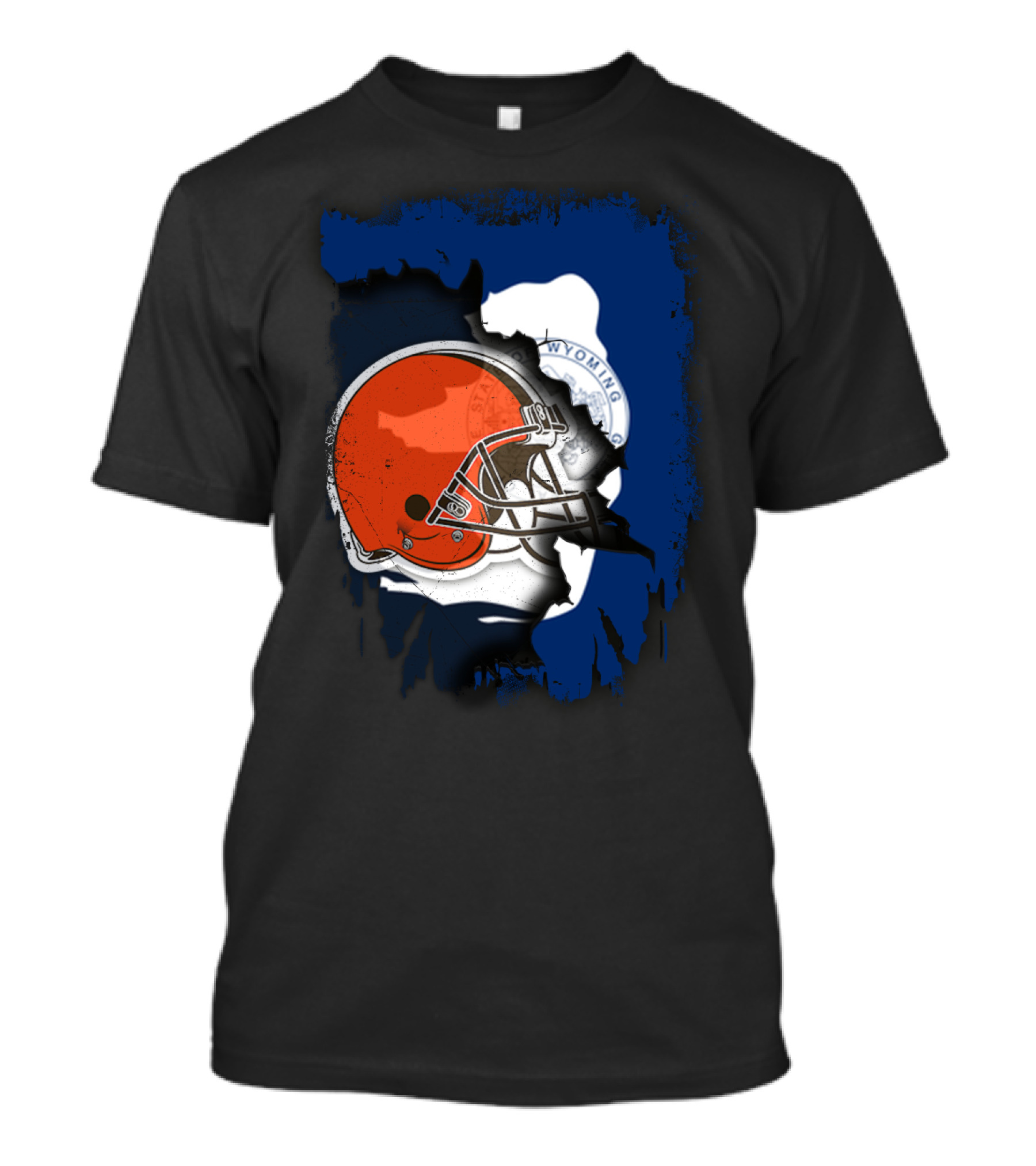 Together Wyoming With Cleveland Browns Helmet Fusion T-Shirt