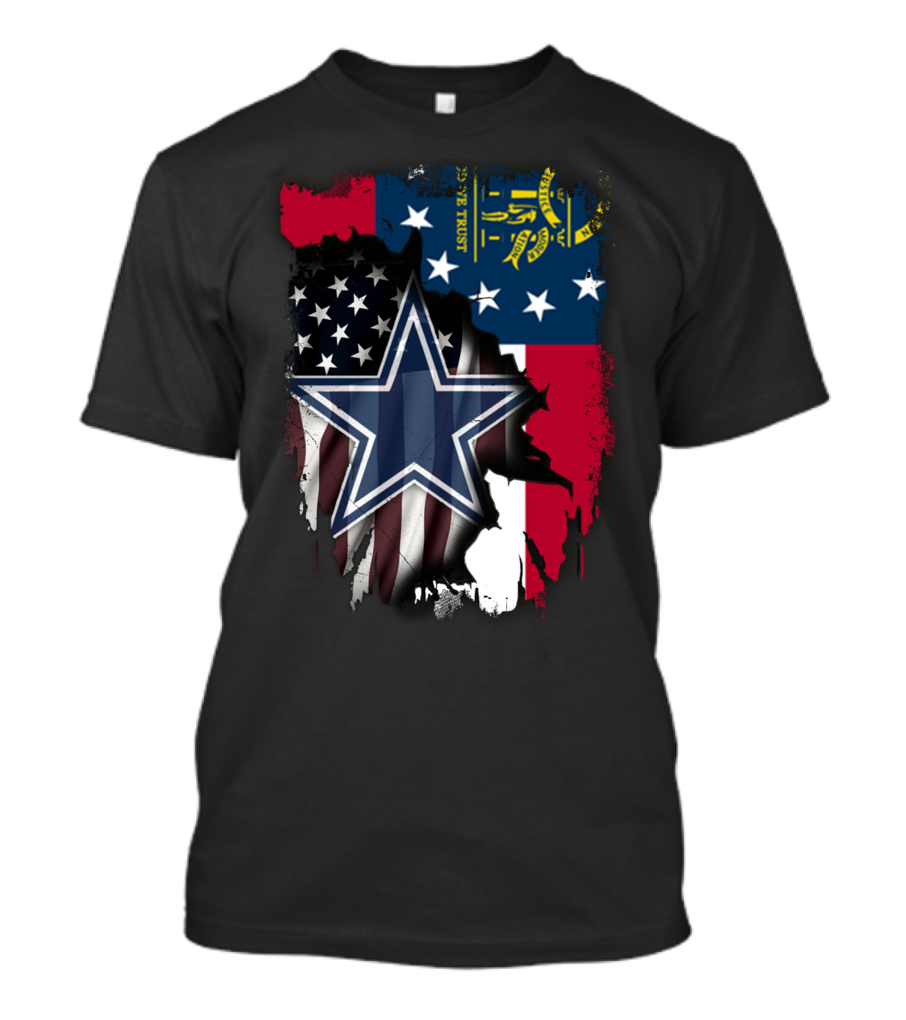 Georgia State Flag Background With Dallas Cowboys Star Overlaid T-Shirt