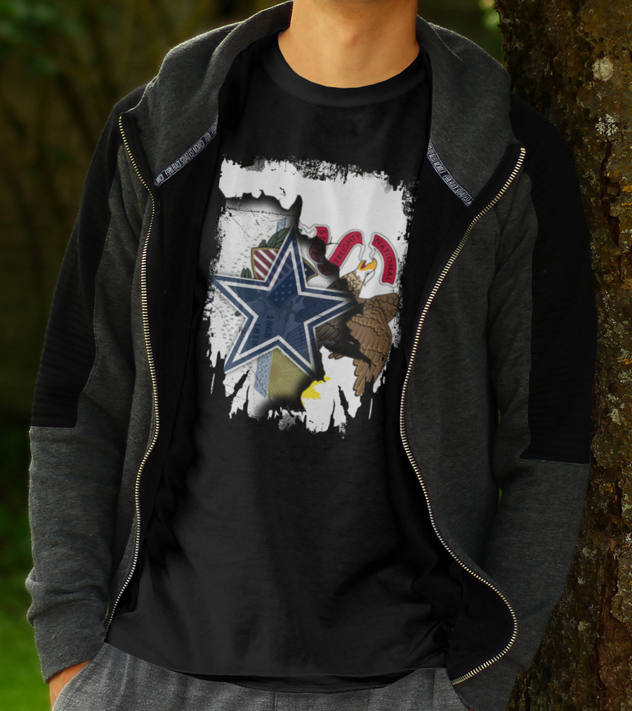 Illinois Flag And Dallas Cowboys Star Together T-Shirt