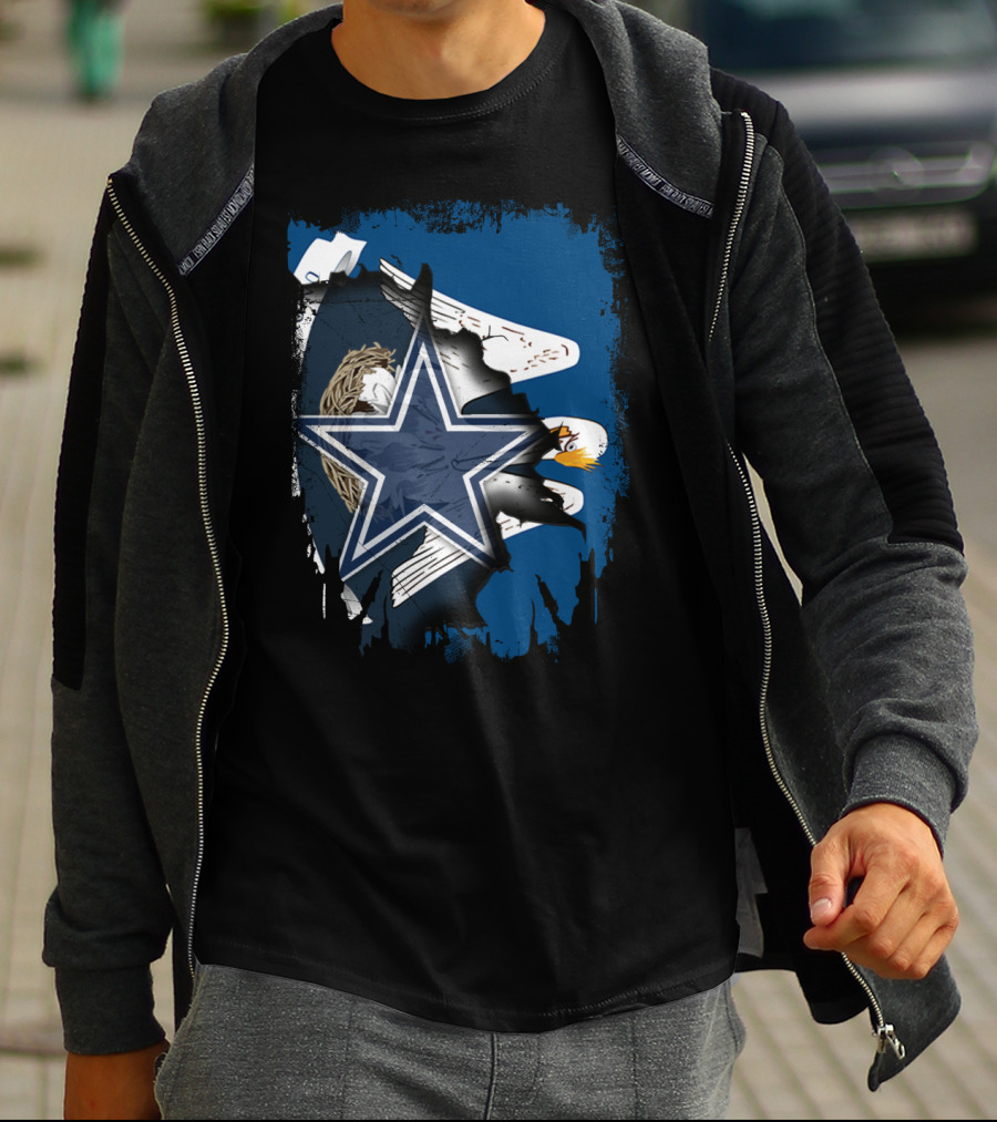 Dallas Cowboys Star With Eagle And Louisiana Connection T-Shirt