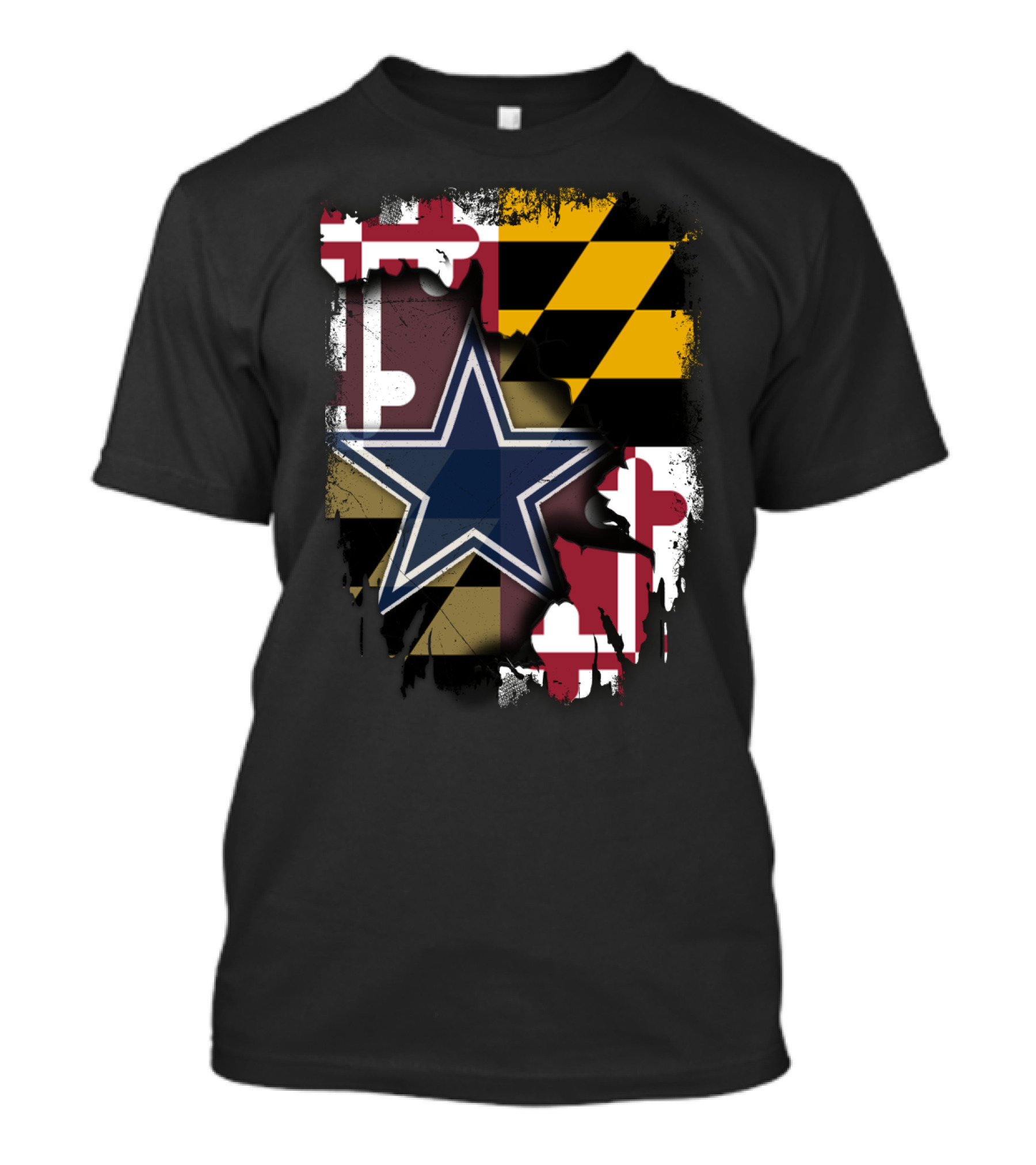 Maryland Flag And Dallas Cowboys Star Together T-Shirt
