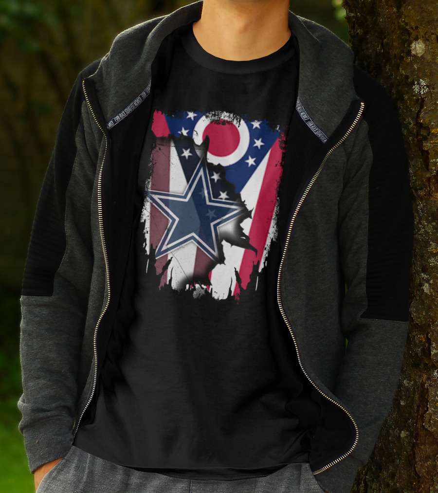 Ohio Pride With Dallas Cowboys Star In American Flag T-Shirt