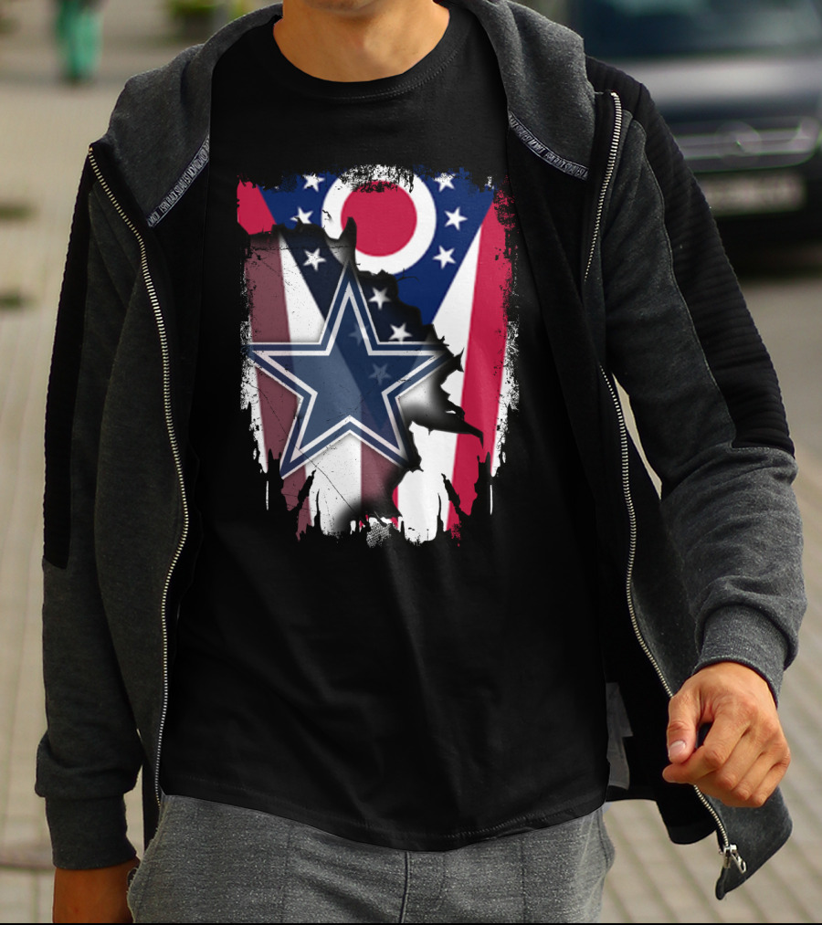 Ohio Pride With Dallas Cowboys Star In American Flag T-Shirt