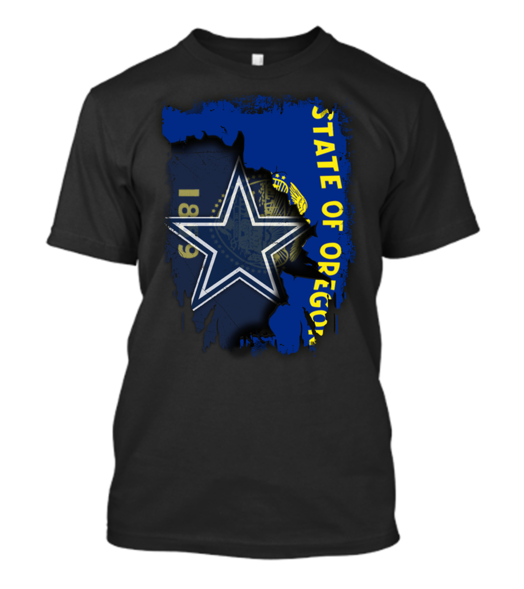 State Of Oregon With Dallas Cowboys Star T-Shirt