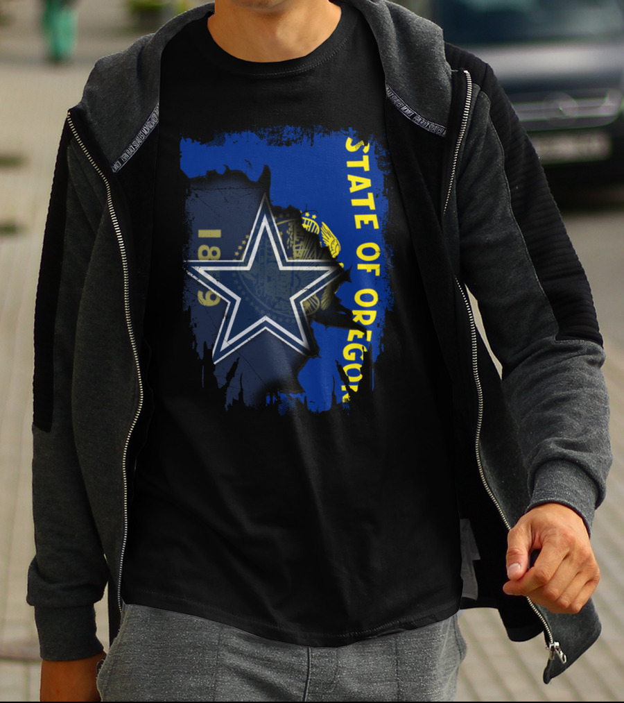 State Of Oregon With Dallas Cowboys Star T-Shirt