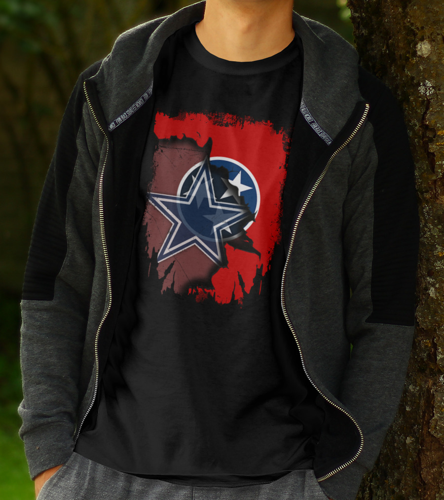 Tennessee Cowboys Star With Tri-Star Flag Fusion T-Shirt