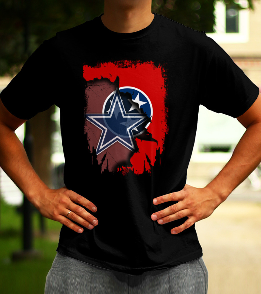 Tennessee Cowboys Star With Tri-Star Flag Fusion T-Shirt