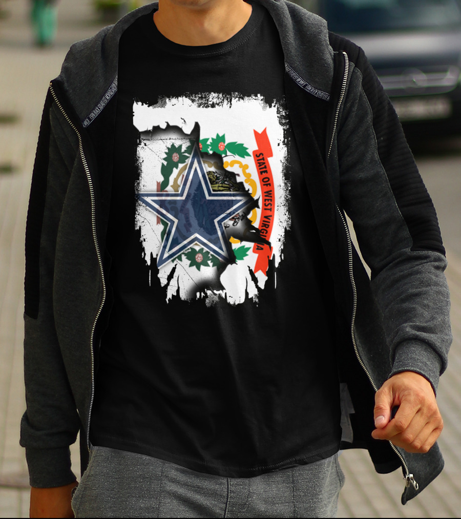State Of West Virginia And Dallas Cowboys Star Fusion T-Shirt
