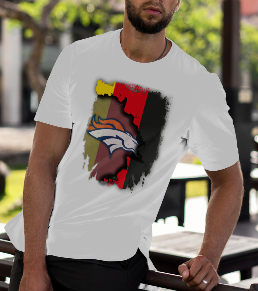 Germany Flag With Broncos Logo Together T-Shirt