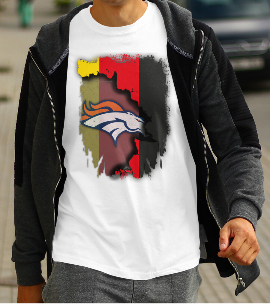 Germany Flag With Broncos Logo Together T-Shirt