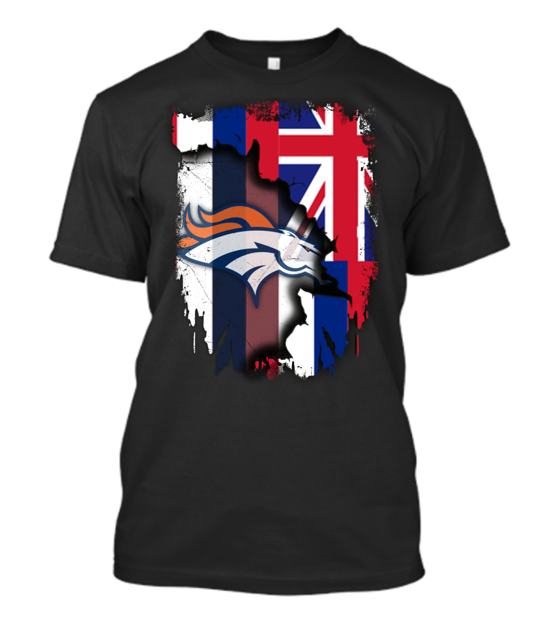 Together Hawaii Flag With Broncos Logo Fusion T-Shirt