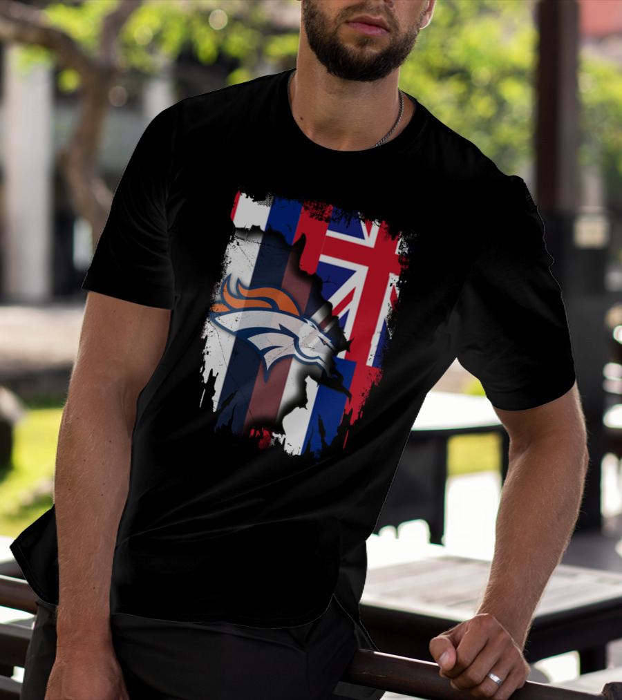 Together Hawaii Flag With Broncos Logo Fusion T-Shirt