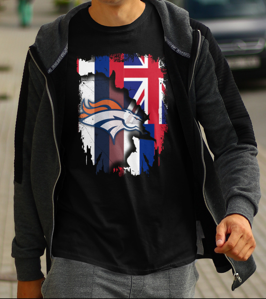 Together Hawaii Flag With Broncos Logo Fusion T-Shirt