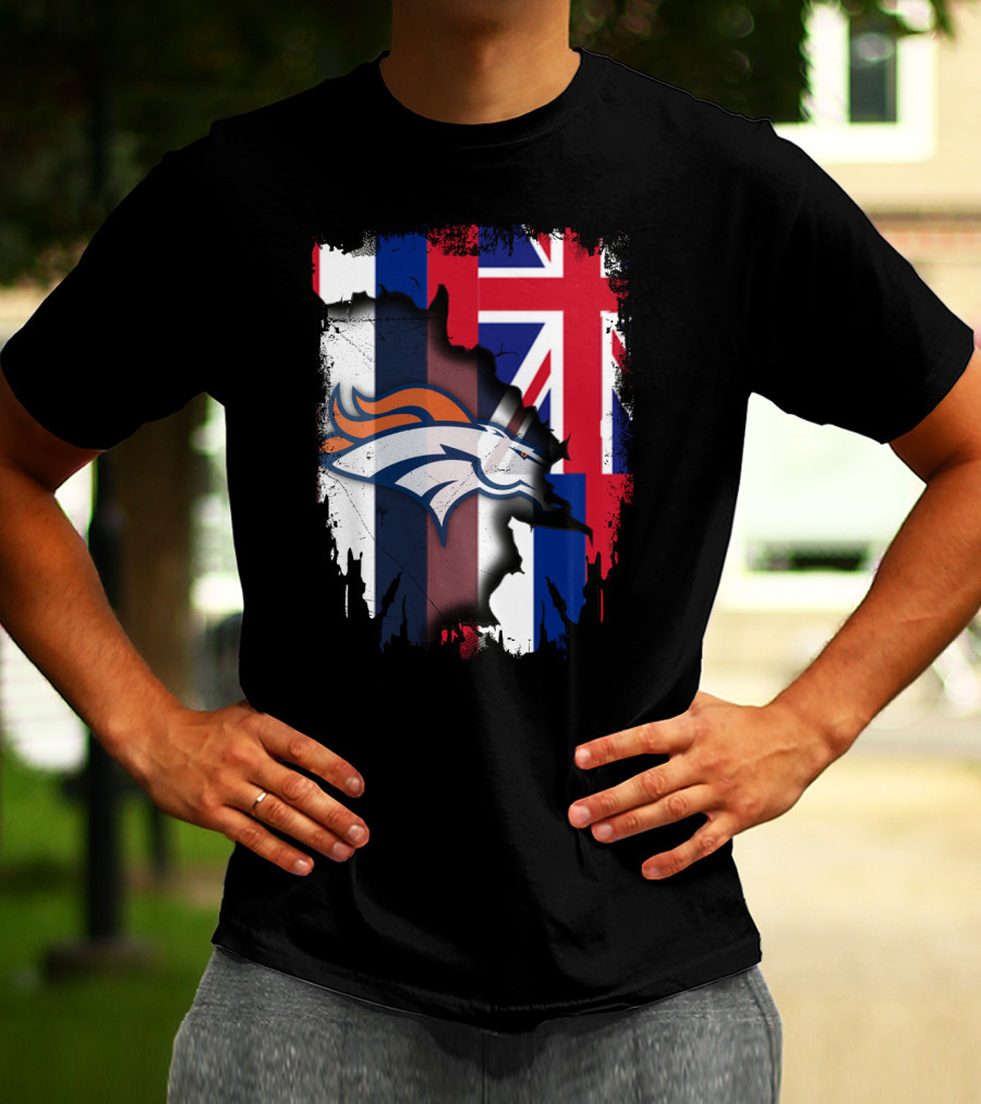 Together Hawaii Flag With Broncos Logo Fusion T-Shirt
