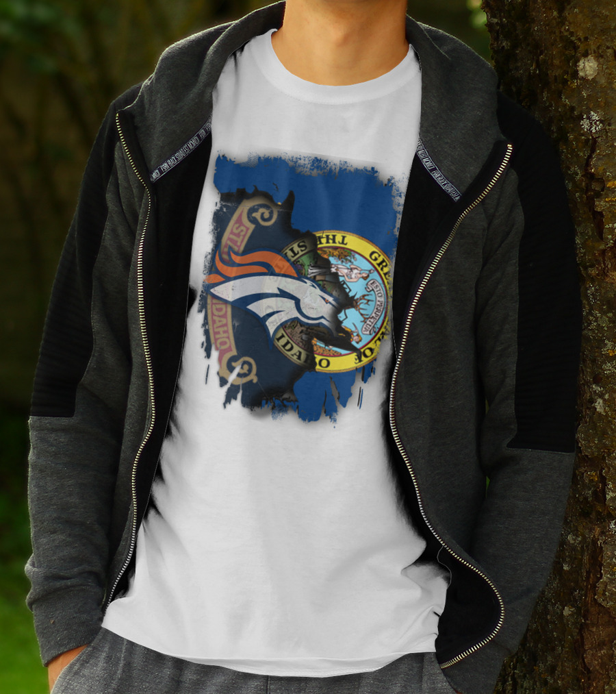 Idaho State Pride With Denver Broncos Emblem T-Shirt