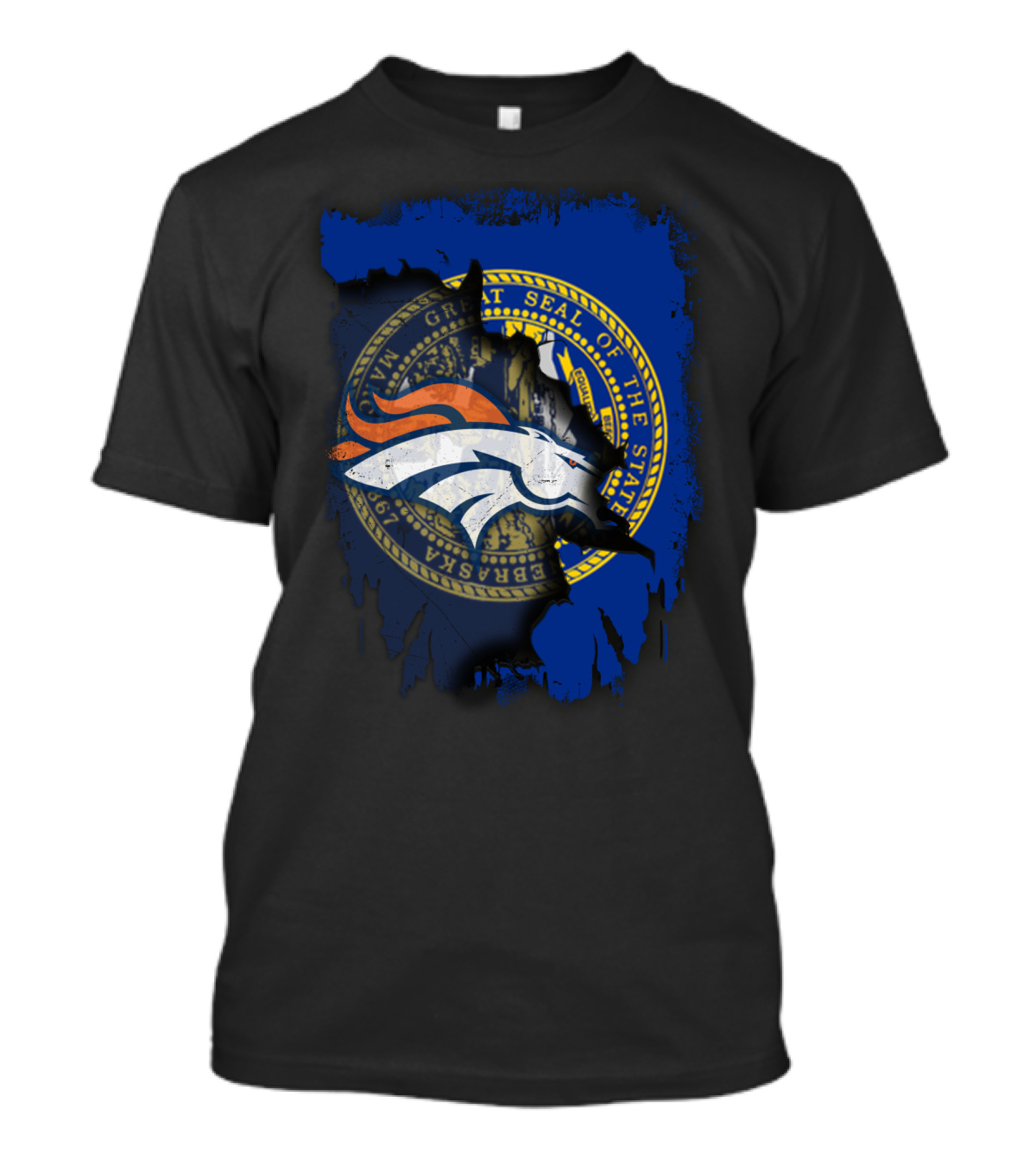 Nebraska State Seal With Broncos NFL T-Shirt