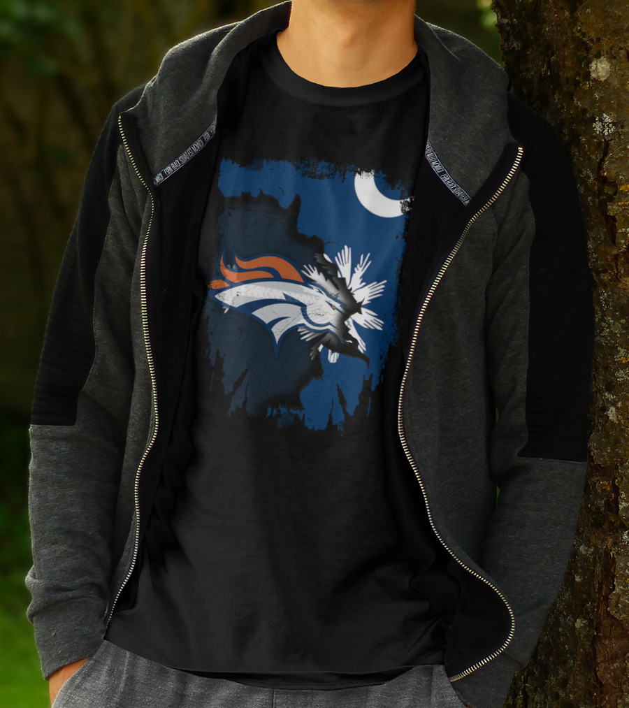 Together With Broncos In South Carolina Palmetto And Crescent T-Shirt