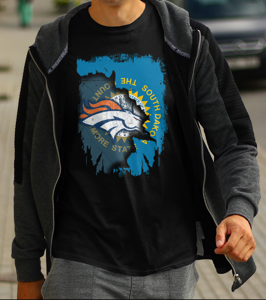 South Dakota Flag With Broncos T-Shirt