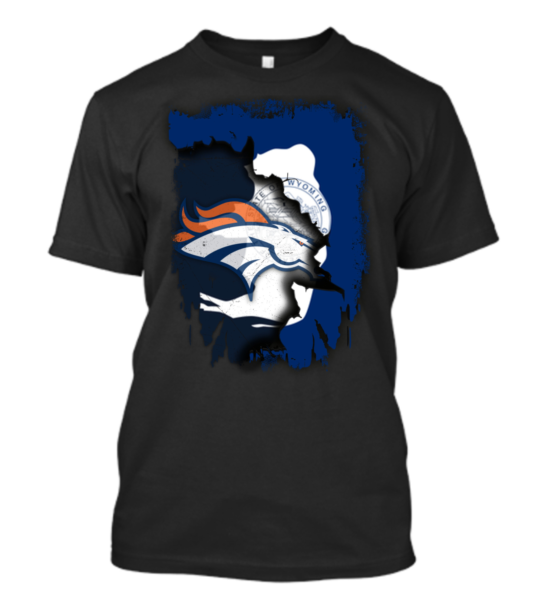 Wyoming United With Denver Broncos Iconic Emblem T-Shirt