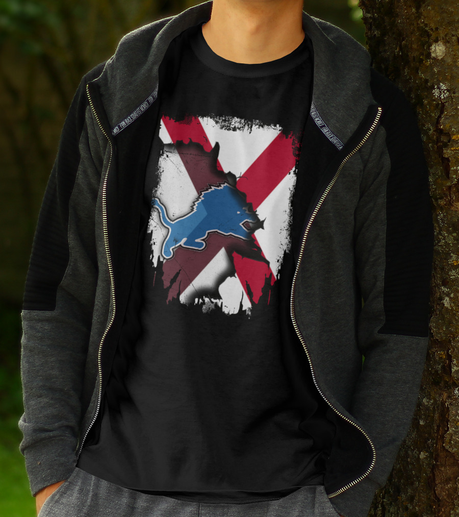 Together Alabama With Lions Detroit Football Fusion T-Shirt