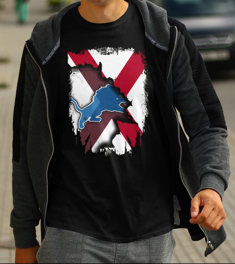 Together Alabama With Lions Detroit Football Fusion T-Shirt