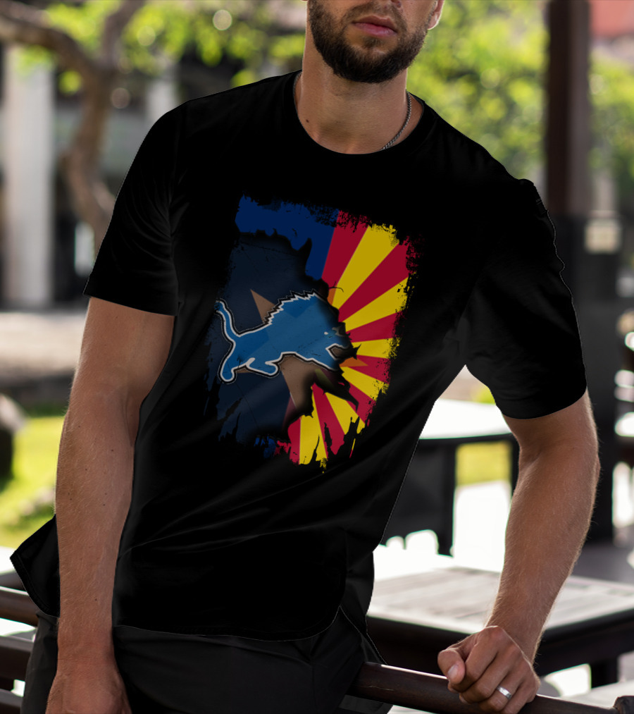 Arizona Flag With Detroit Lions Dual T-Shirt