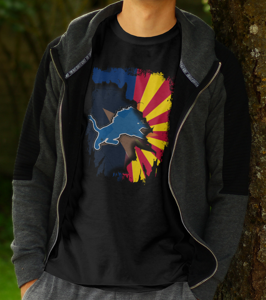Arizona Flag With Detroit Lions Dual T-Shirt