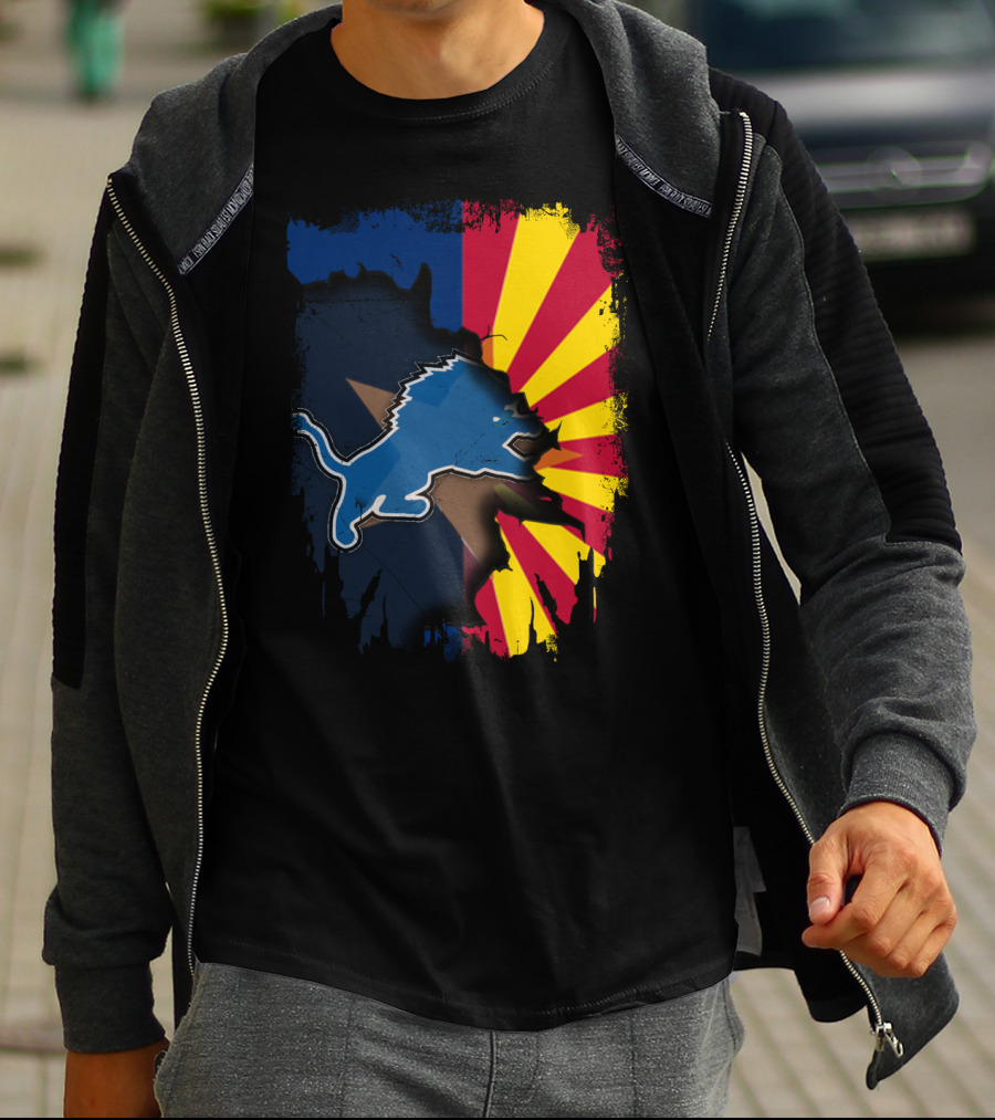 Arizona Flag With Detroit Lions Dual T-Shirt