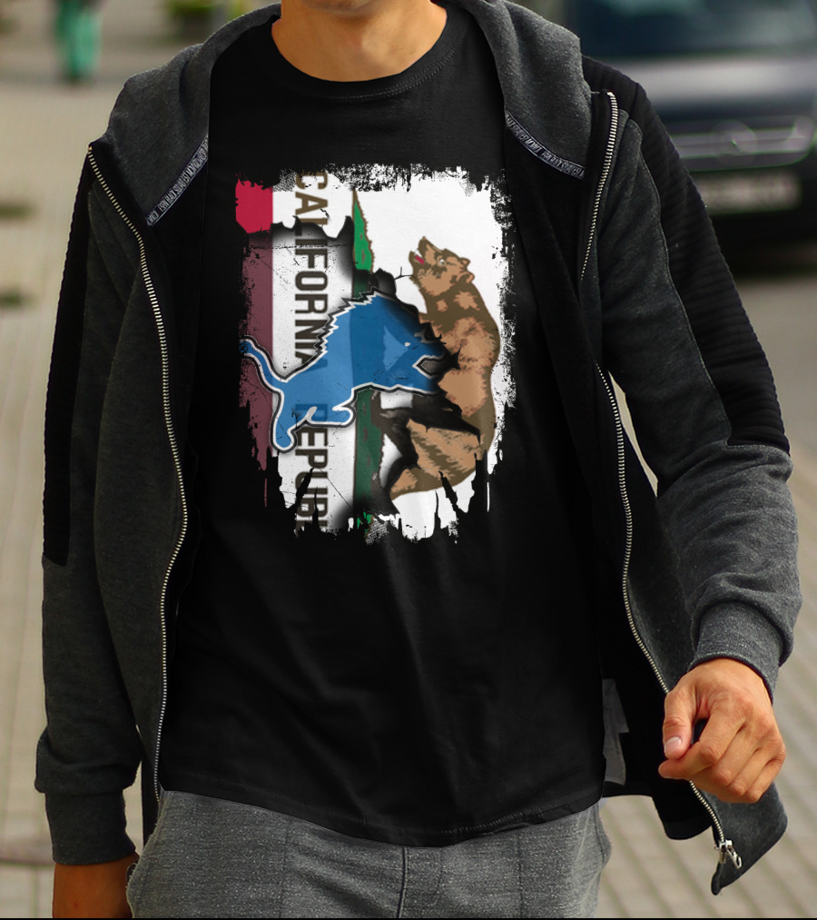 California Republic With Blue Lion And Bear T-Shirt