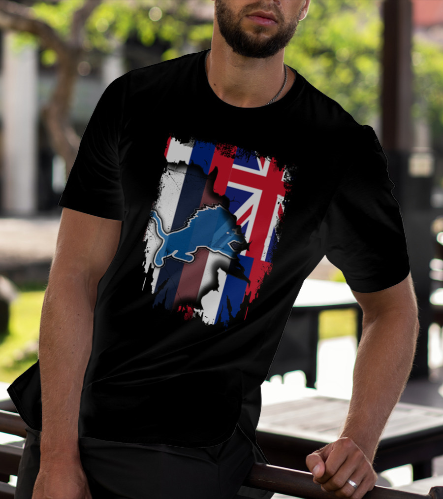 Hawaii Union Jack Detroit Lions Collaboration T-Shirt