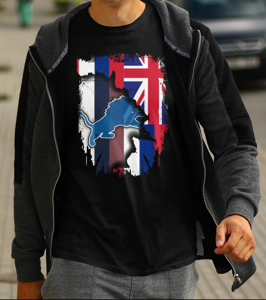 Hawaii Union Jack Detroit Lions Collaboration T-Shirt